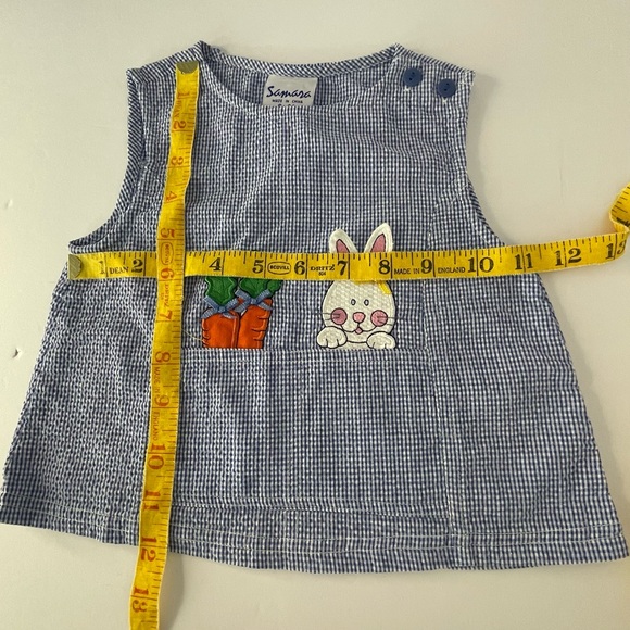 Vintage Samara Girls Bunny Seersucker Outfit Blue White S 24 Months - Picture 14 of 15